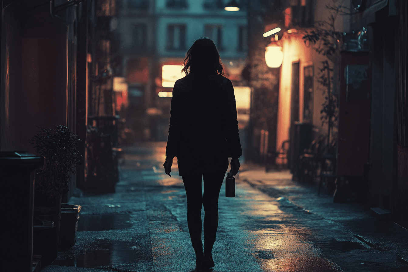 Une_femme_marchant_seule_dans_une_rue_sombre_tenant__049d58d3-4478-413f-8d1b-048f8c8770d0_3