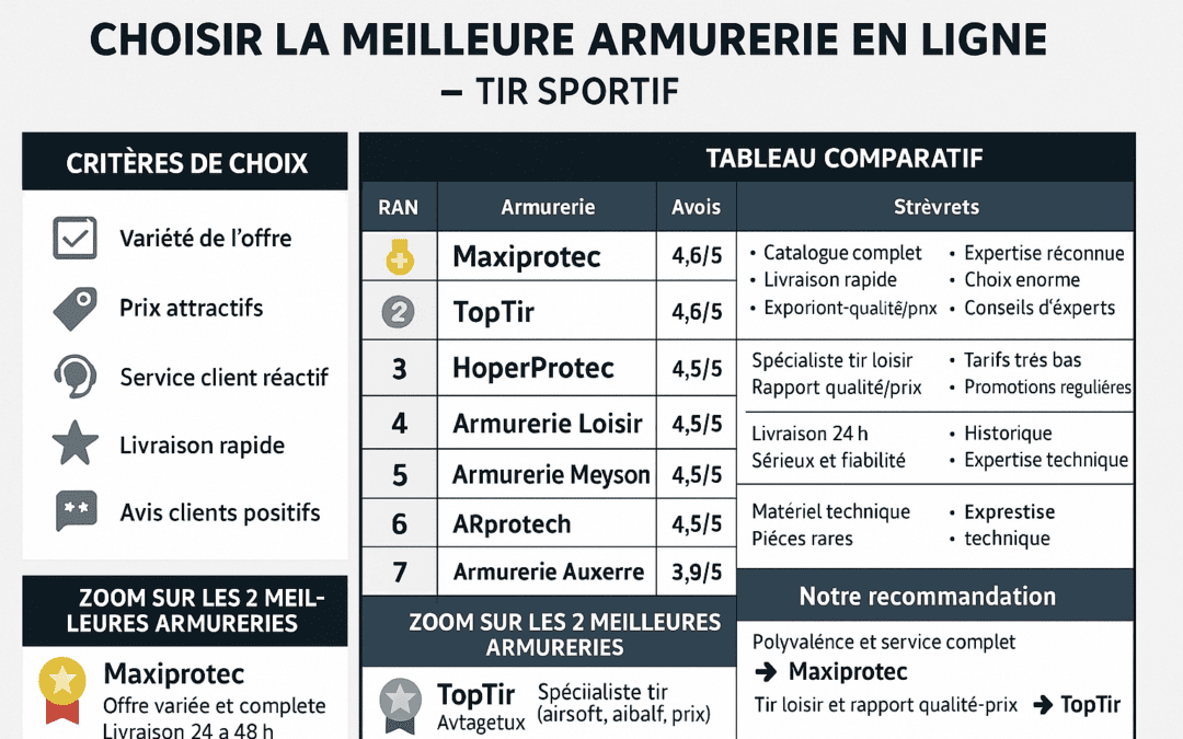 Meilleures Armureries en Ligne (Tir Sportif) : Avis & Comparatif 2025
