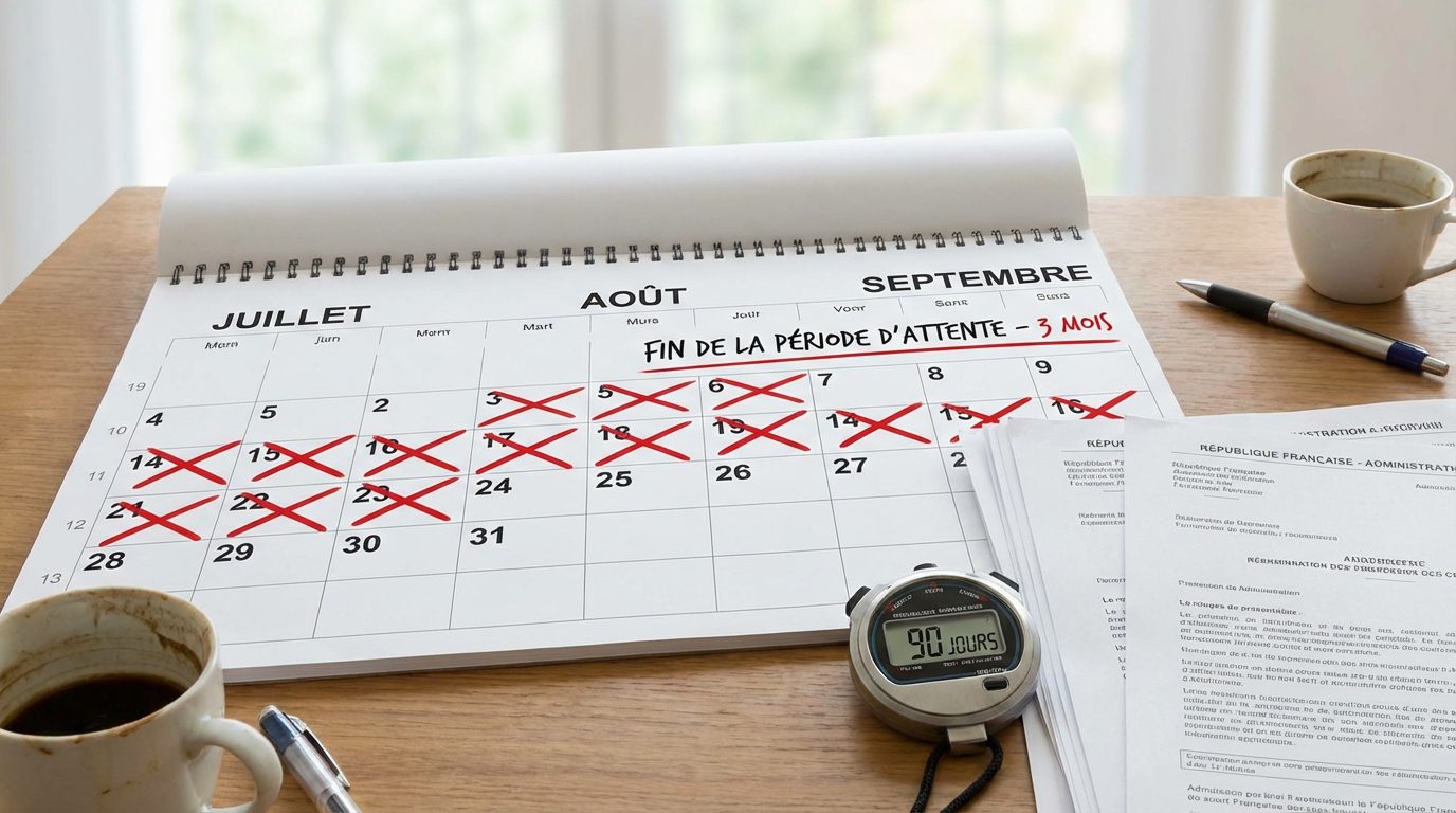 Calendrier et chronomètre symbolisant le délai d'attente préfecture