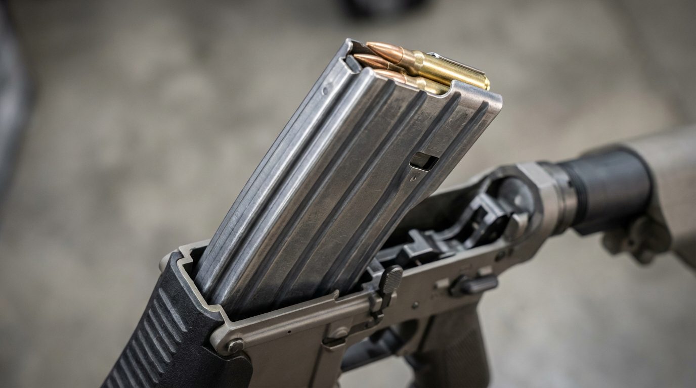 Chargeur haute capacité inséré dans une carabine, critère de classement en catégorie A1.