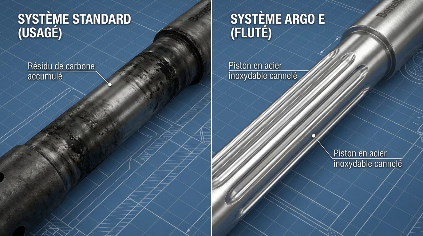 Comparaison piston Benelli Argo ancien vs nouveau modèle Argo E cannelé