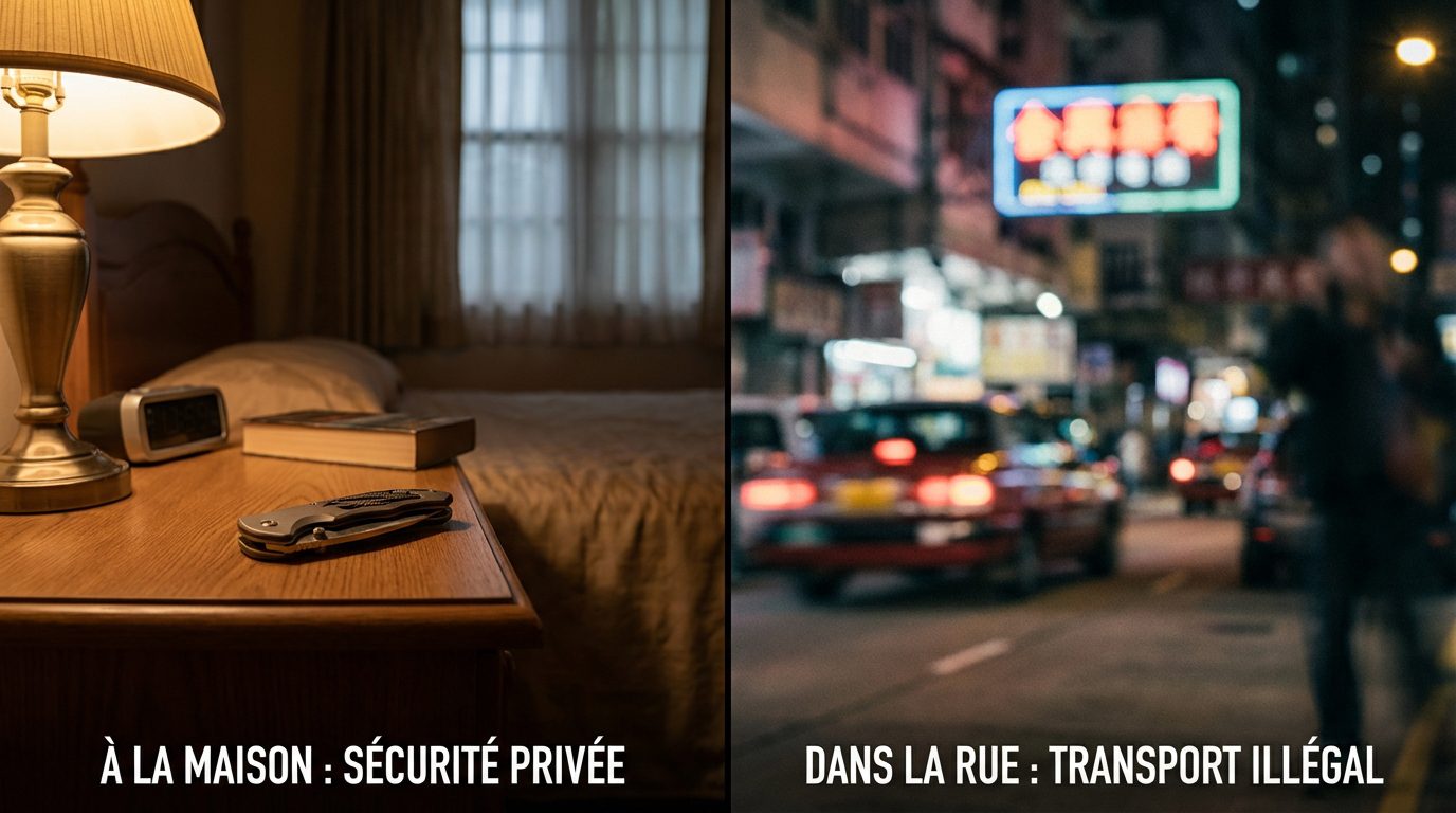 Contraste entre détention légale à domicile et port illégal dans la rue