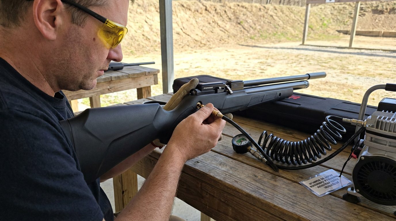 Connexion de la sonde de remplissage sur une carabine PCP