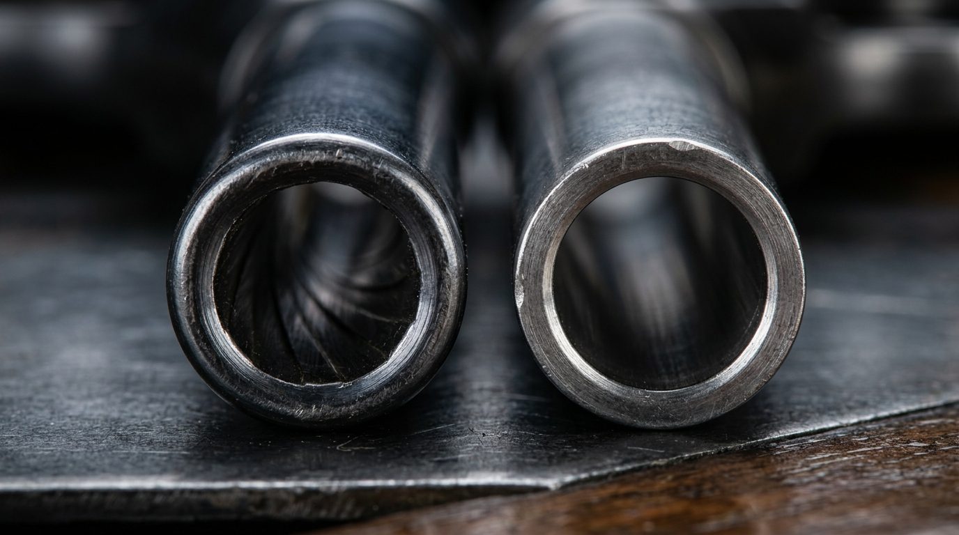 Intérieur d'un canon rayé de carabine comparé à un canon lisse