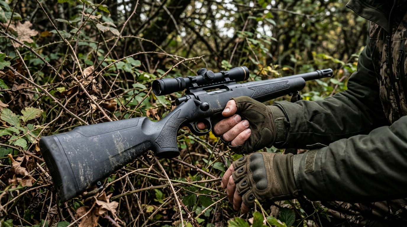 Maniabilité d'une carabine à canon court en sous-bois