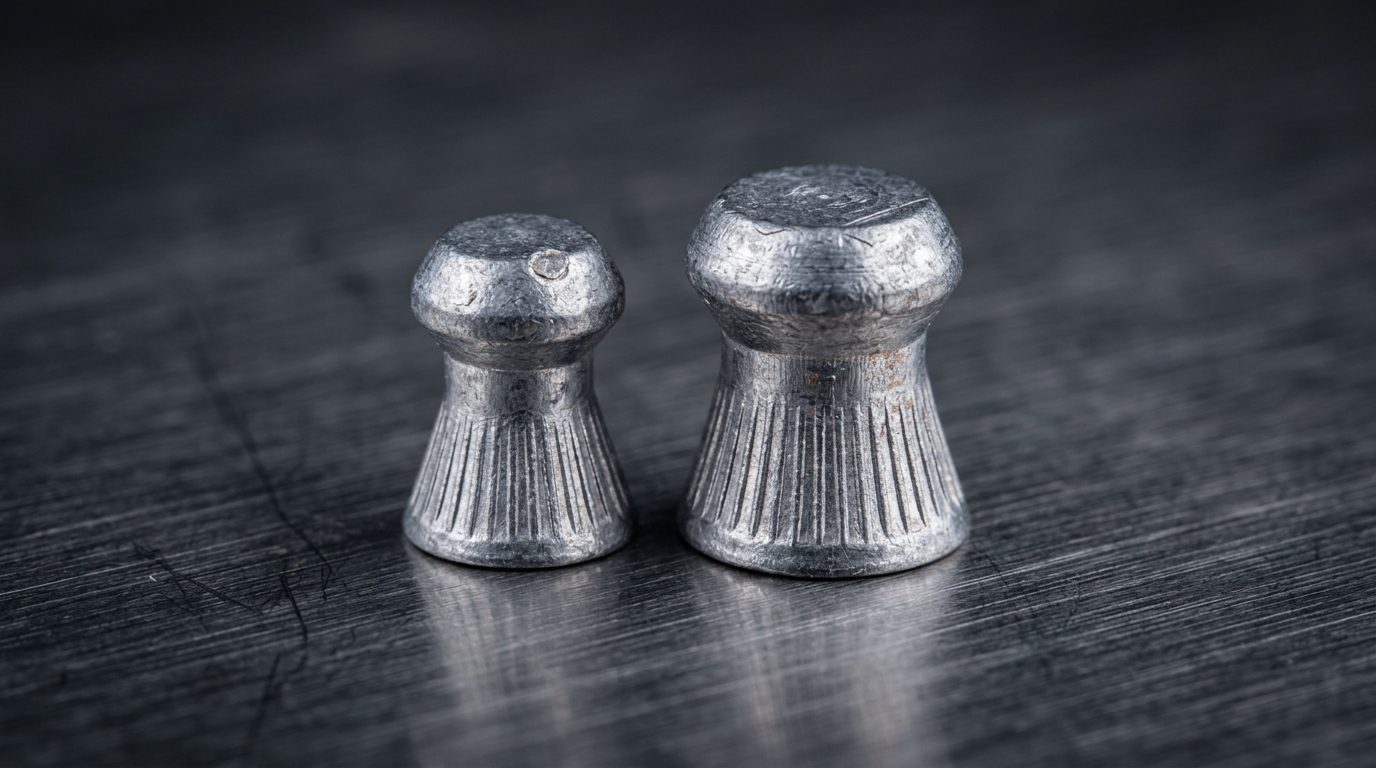 Comparaison macro entre un plomb de calibre 4.5 mm et un plomb de 5.5 mm