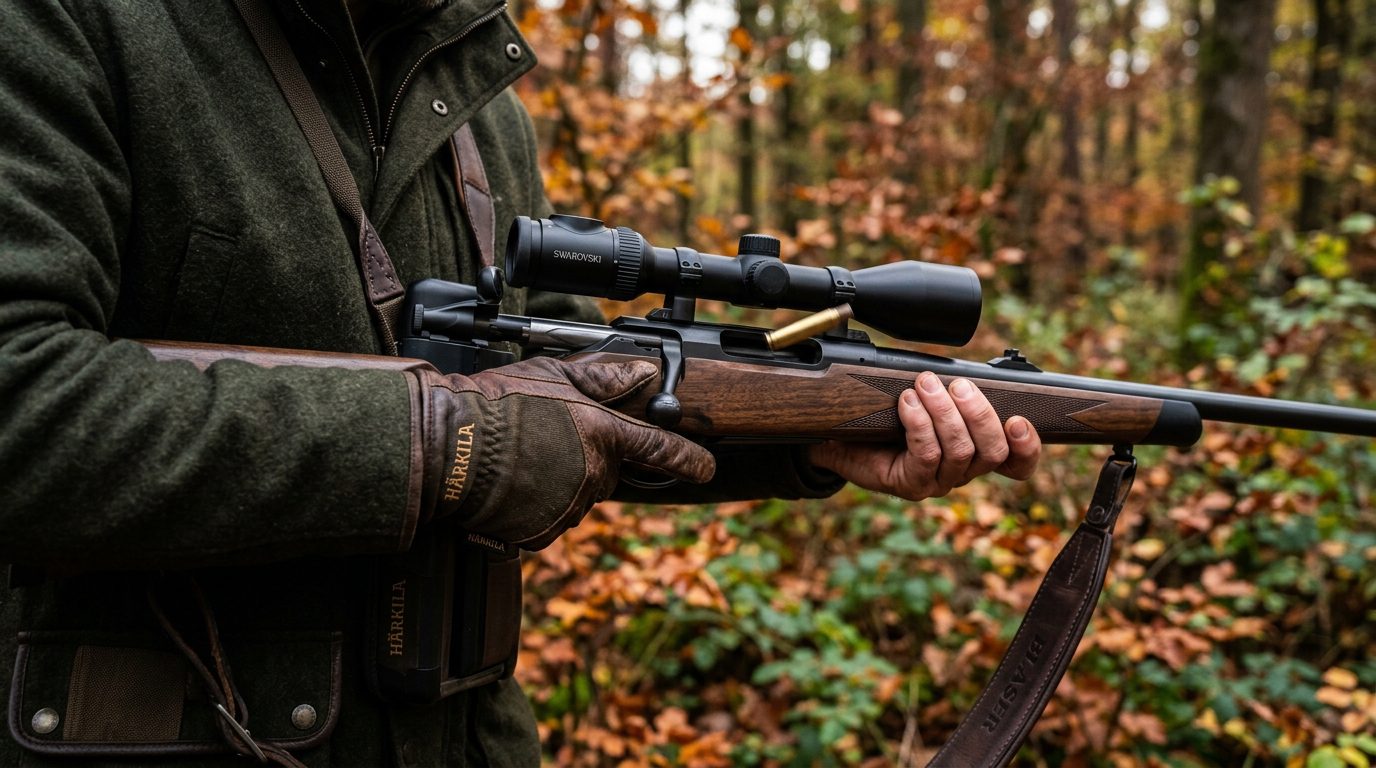 Chasseur manipulant le mécanisme de réarmement linéaire d'une carabine