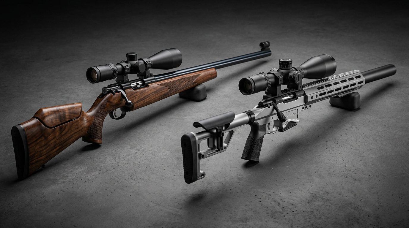 Comparaison entre une crosse en bois et un châssis en aluminium pour carabine de compétition