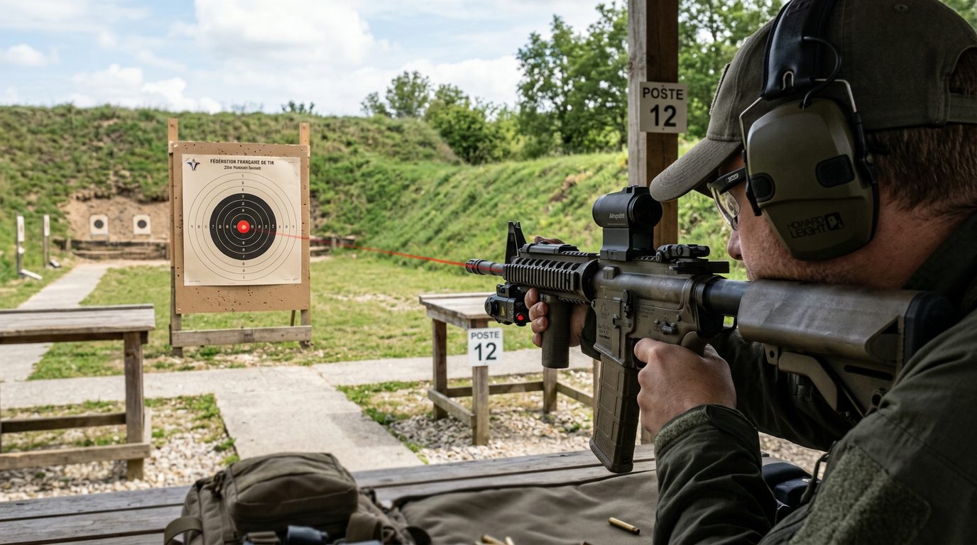 Dégrossissage du réglage d'une carabine avec une cartouche laser sur cible