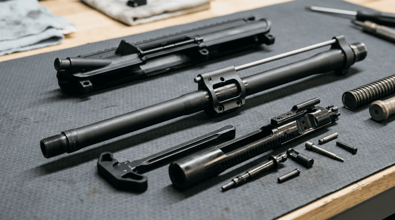 Système d'emprunt de gaz et canon flottant d'une carabine semi-automatique