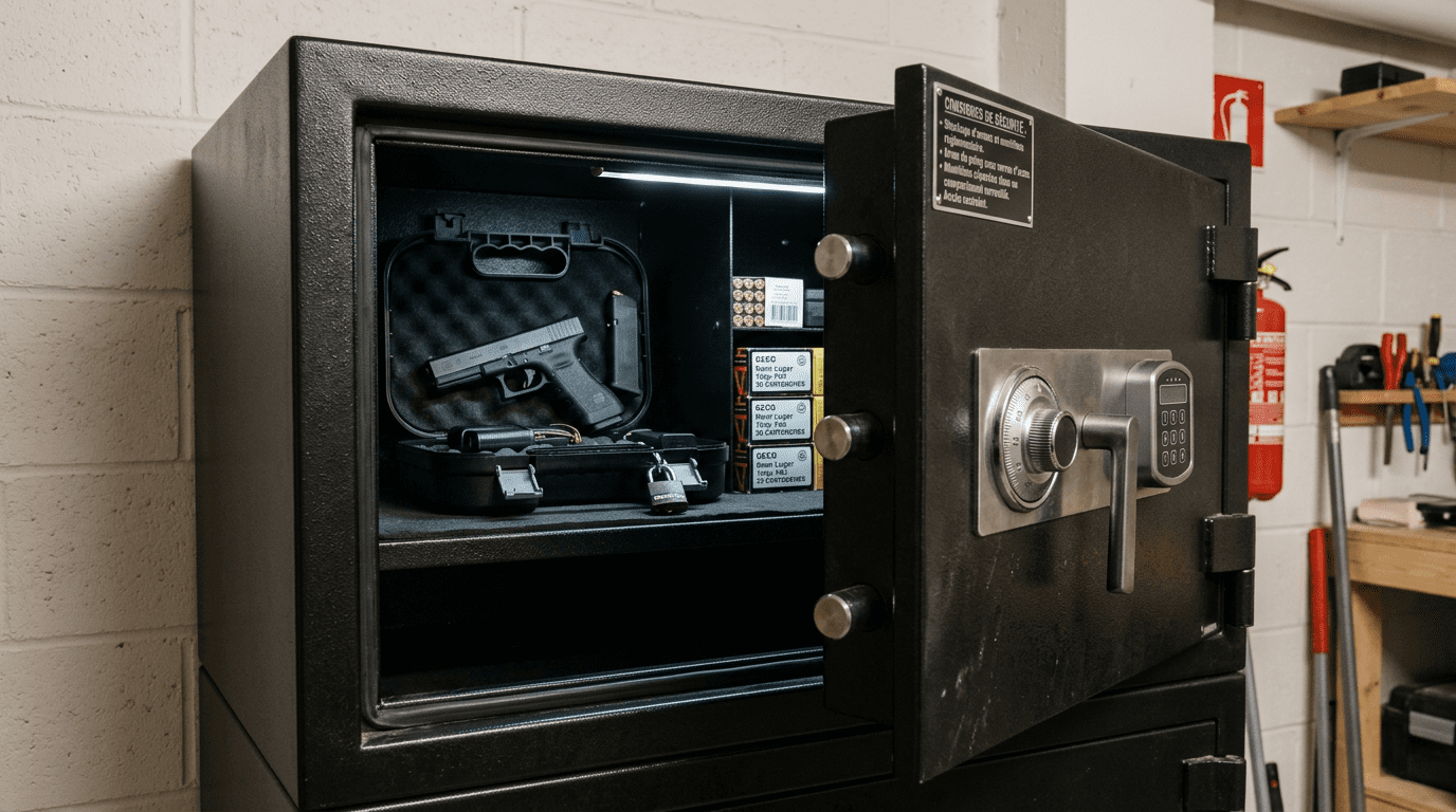 Coffre-fort pour stockage sécurisé arme de poing
