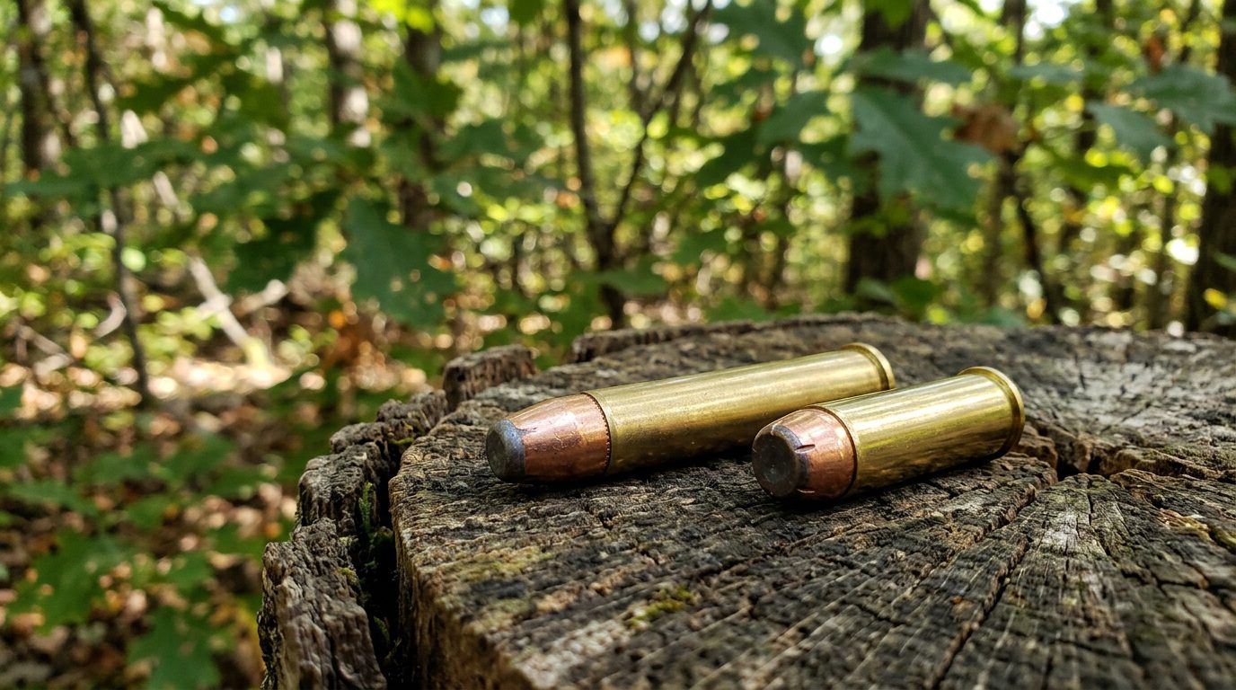 Comparatif visuel des munitions de chasse : calibre 45-70 Government contre 44 Magnum