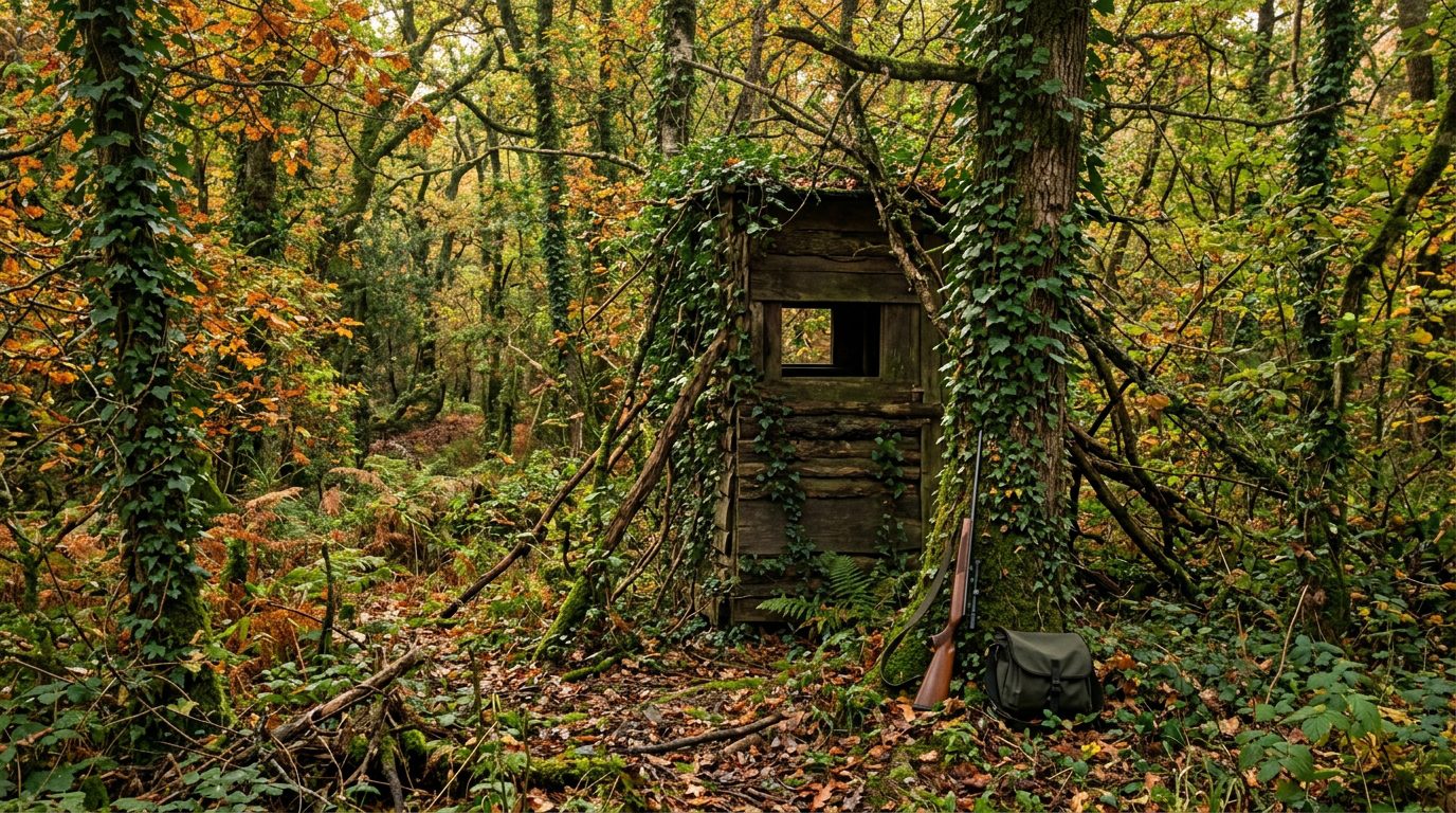 Poste d'affût en forêt idéal pour le tir à la carabine 14 mm