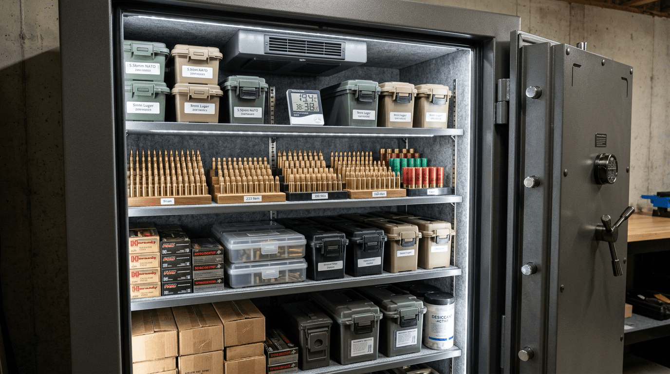 Stockage sécurisé de munitions dans un coffre-fort climatisé