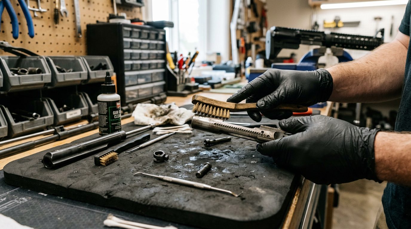 Entretien et nettoyage du bloc d'emprunt de gaz par un armurier