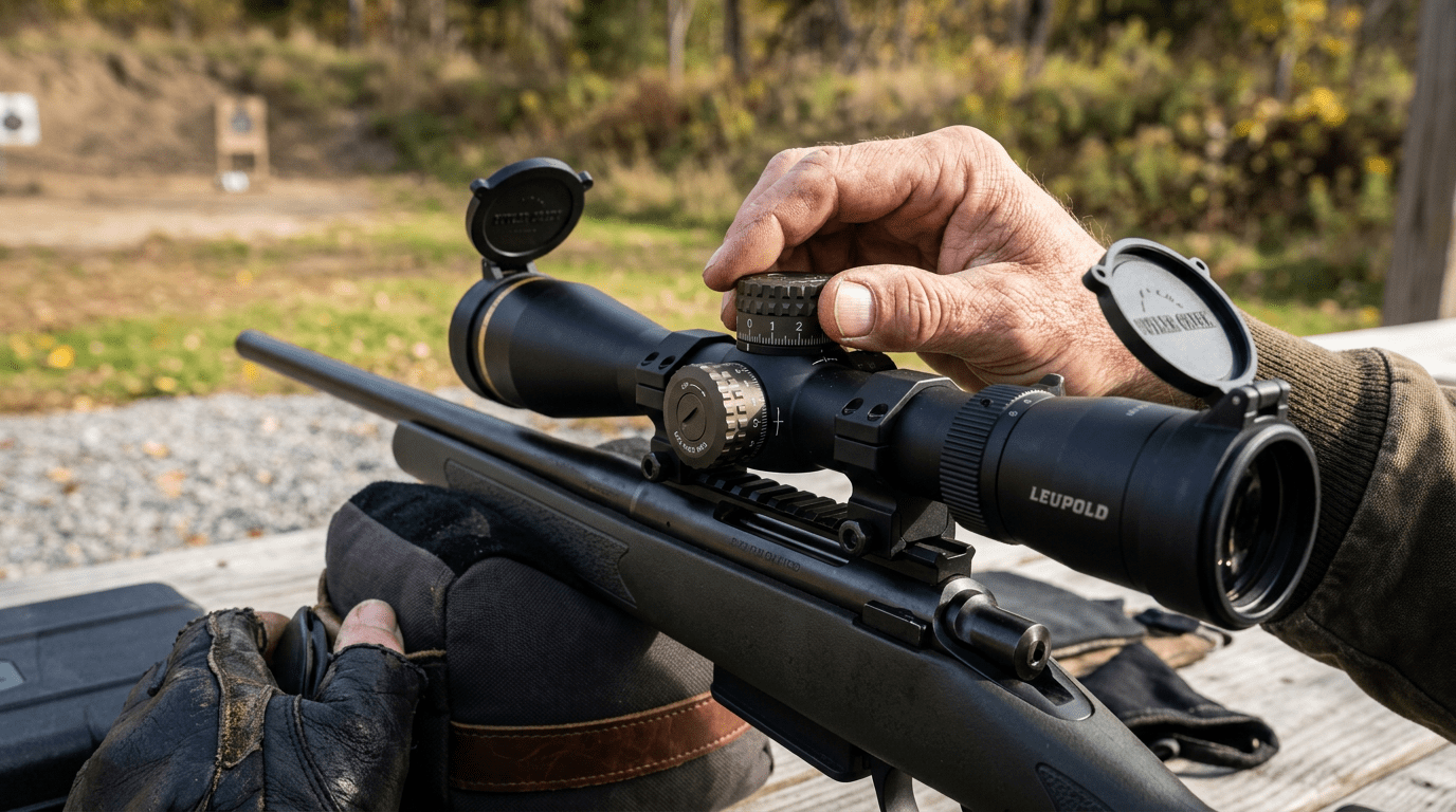 Réglage de la tourelle d'élévation d'une lunette de tir de précision