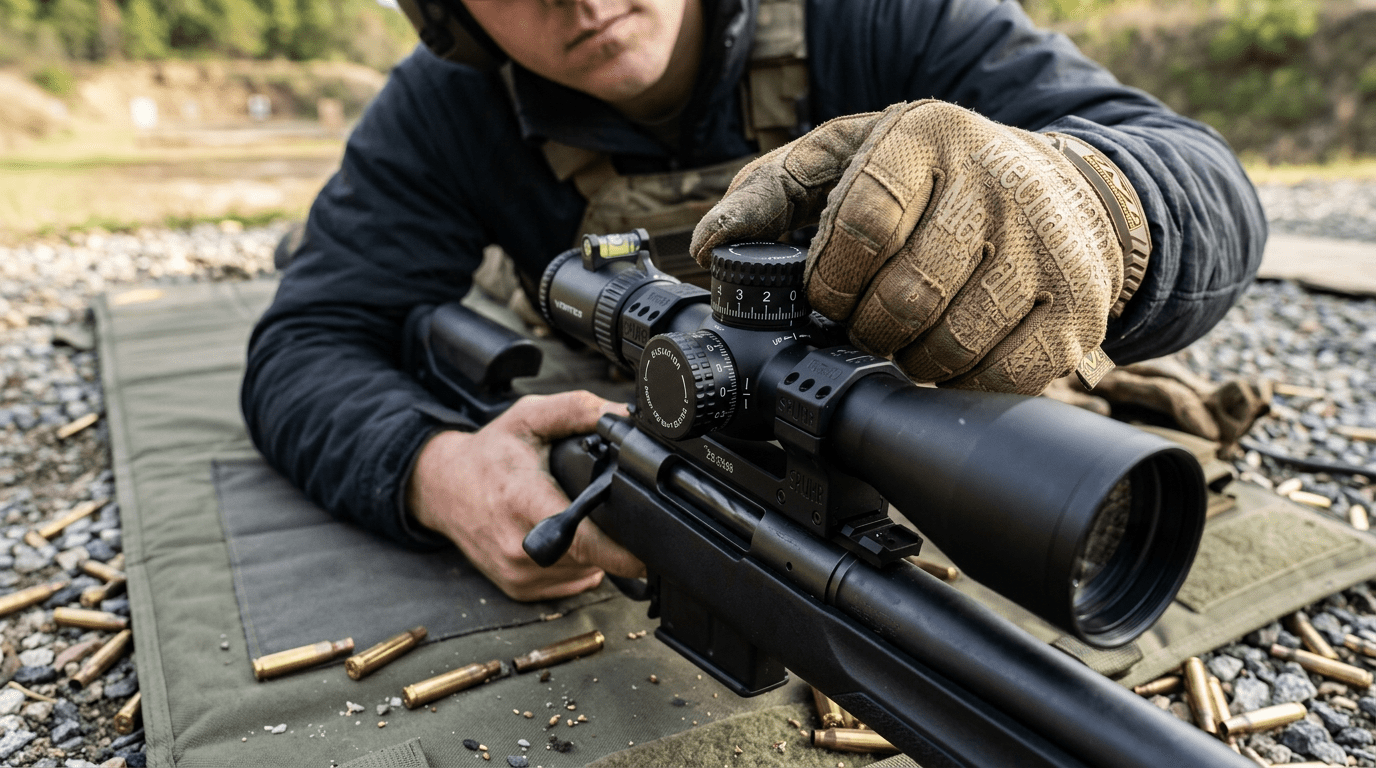 Réglage précis des tourelles d'une lunette de tir selon les données du tableau balistique