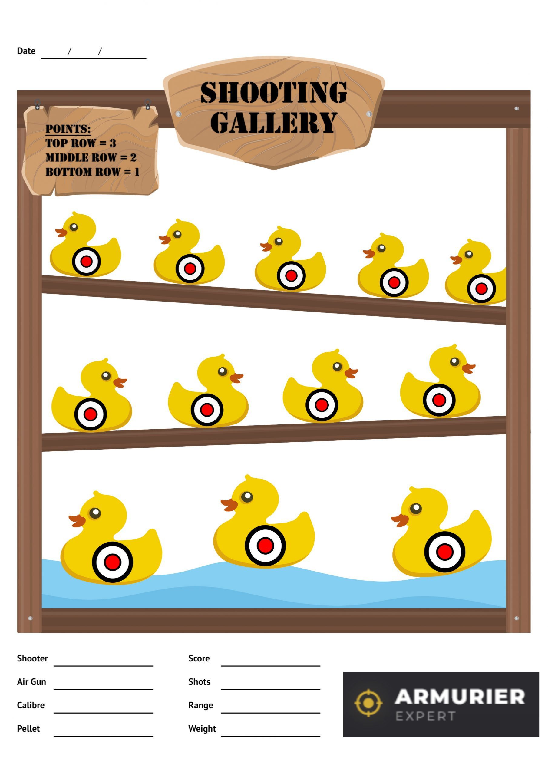 Cible de tir plinking grille 9 points format A4 gratuite