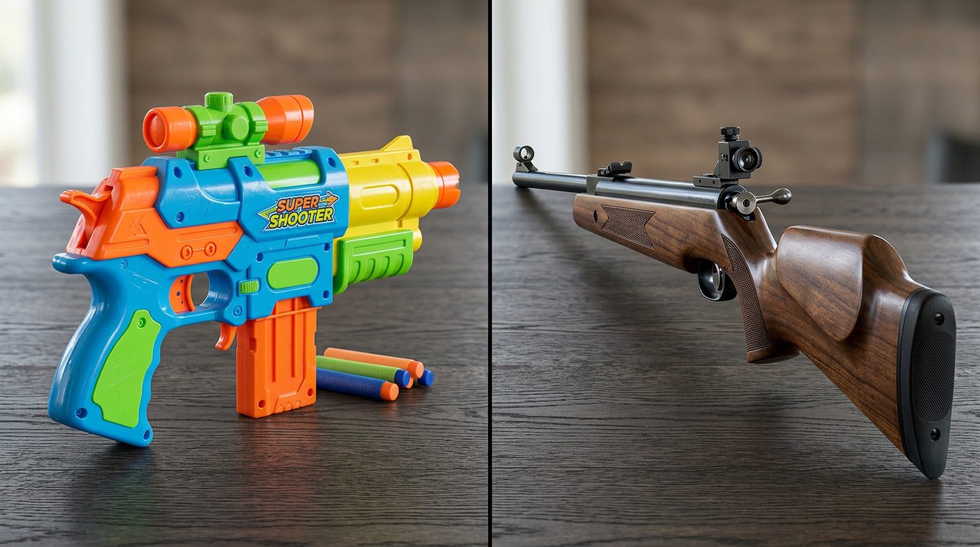 Différence visuelle entre un jouet et une véritable carabine à air comprimé