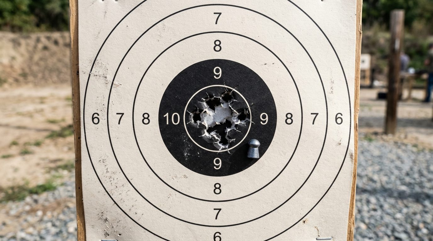 Groupement parfait sur une cible en carton avec un plomb JSB Exact Heavy