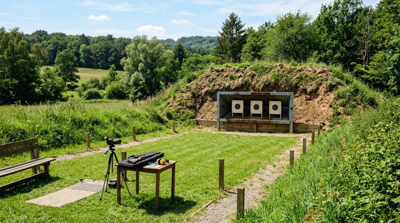 Aménagement sécurisé pour le tir de loisir dans un jardin privé