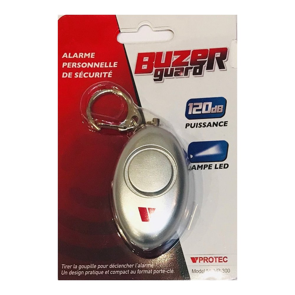 Alarme anti agression femme porte-clé chromée 120 dB avec LED
