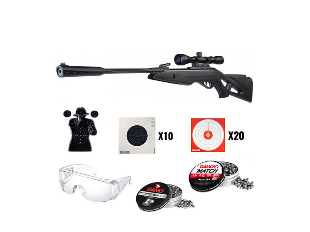 Carabine à plomb Gamo Whisper IGT 19,9 joules calibre 4,5 mm en pack