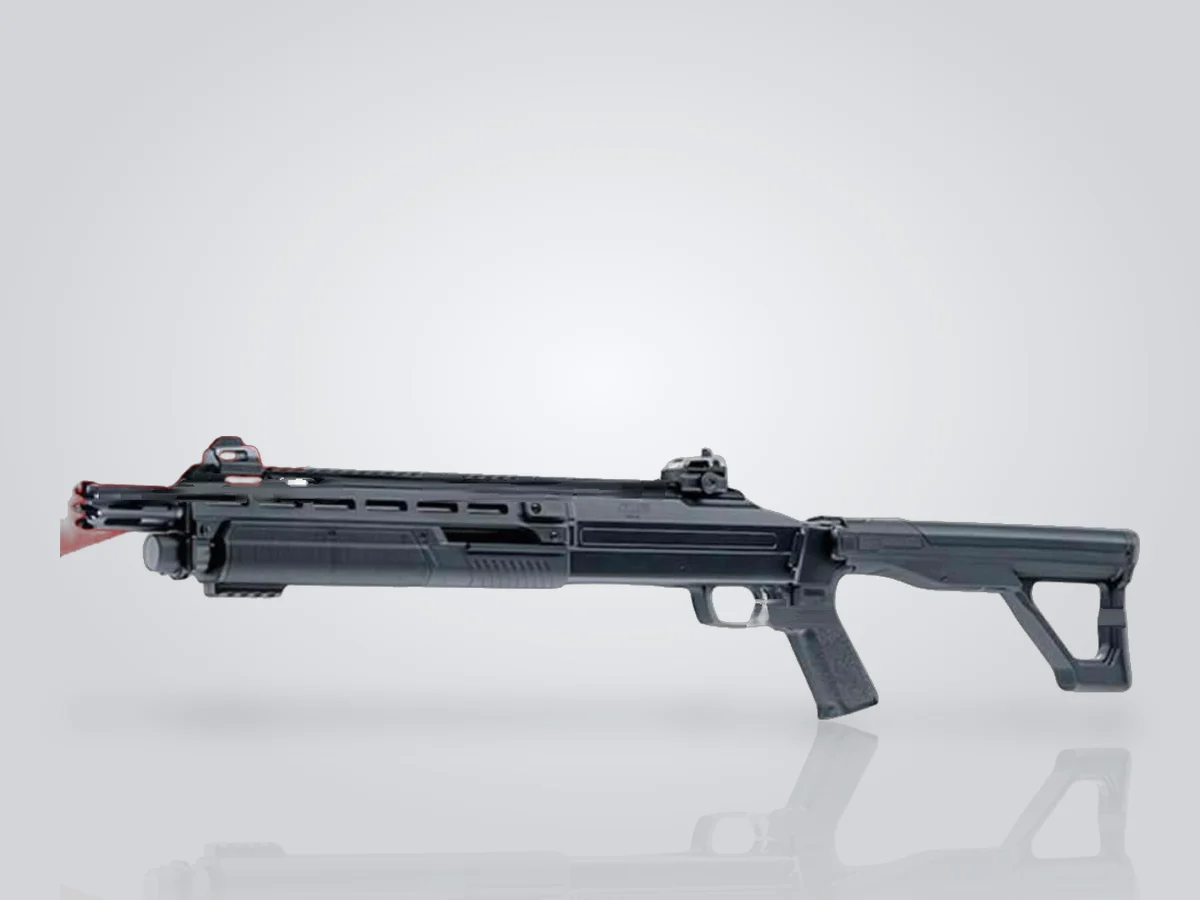 Fusil à pompe de défense Umarex T4E TX68 HDX 68 au CO2, calibre .68, vu de profil