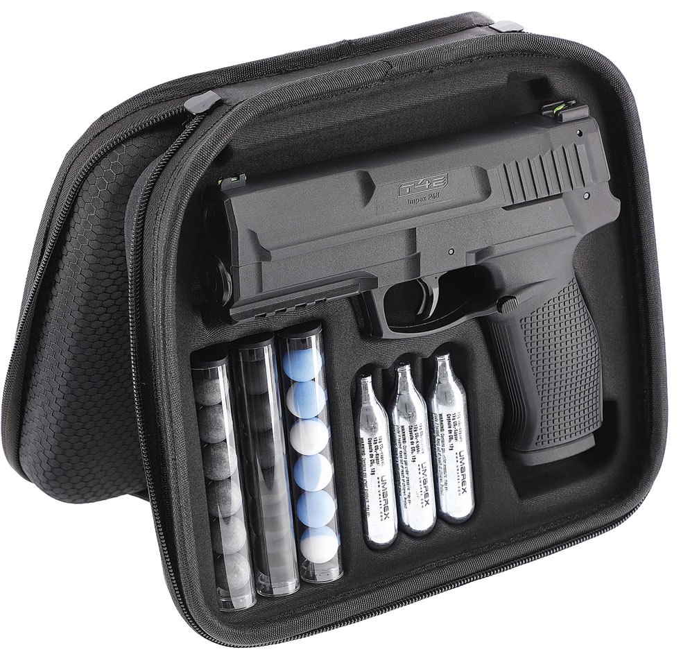 Set Umarex Impax P68 T4E dans son étui : pistolet, 3 cartouches de CO2 12 g et 18 billes