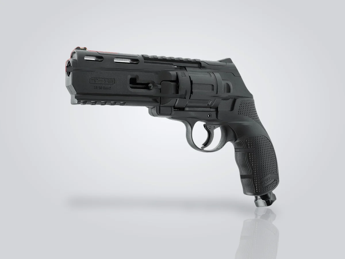 Revolver de défense Umarex T4E TR50 Gen2 au CO2, calibre .50, vu de profil